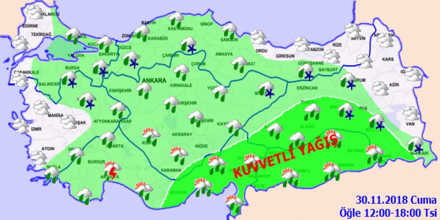 Meteorolojiden kuvvetli yağış uyarısı!30 Kasım 2018 Hava durumu