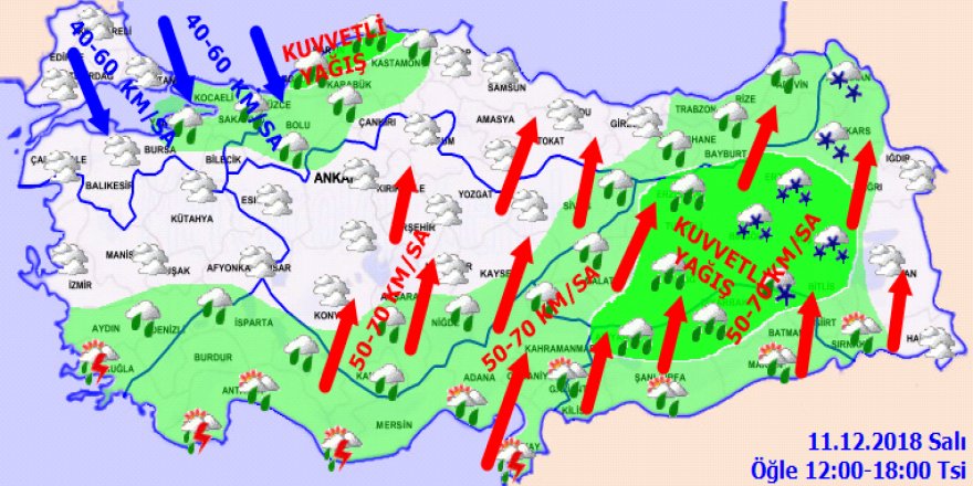 Meteoroloji'den yoğun kar uyarısı!11 Aralık Salı yurtta hava durumu