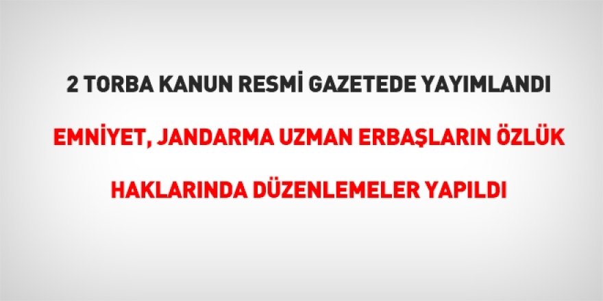 2 torba kanun Resmi Gazete'de yayımlandı