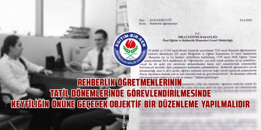 Eğitim-Bir-Sen'den MEB'e Rehberlik Öğretmenleri Başvurusu!