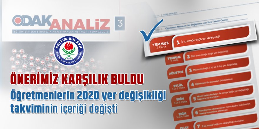 Öğretmenlerin 2020 yer değişikliği takviminin içeriği değişti