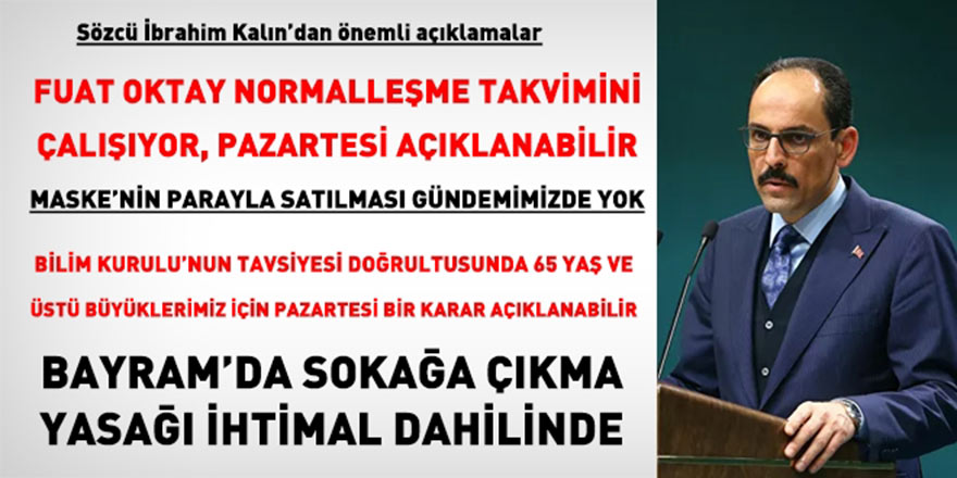 Bayramda sokağa çıkmak yasak olacak mı? İbrahim Kalın yanıtladı