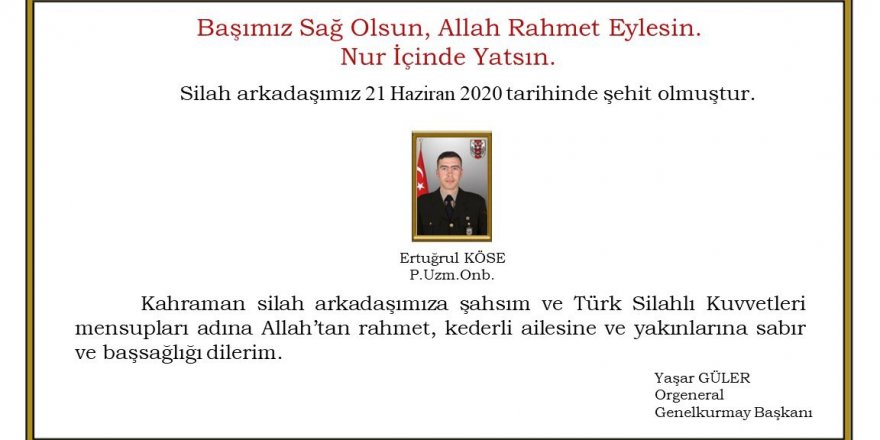 Pençe Kartal operasyonu'ndan acı haber: 1 asker şehit