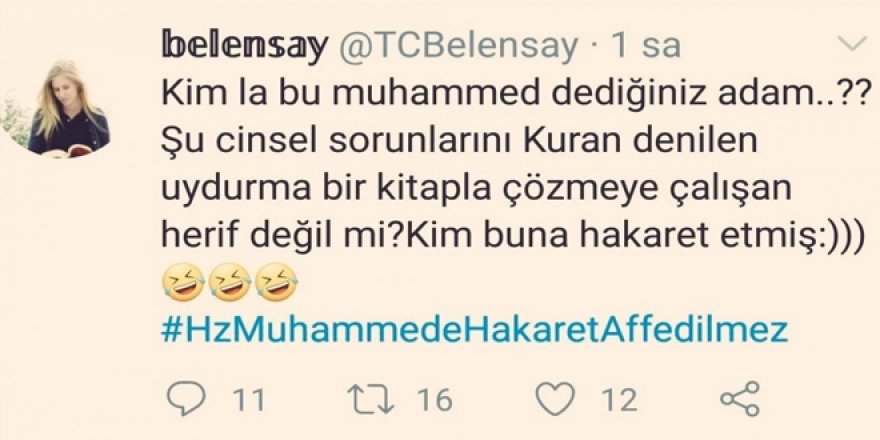 Hz. Peygambere hakaret eden 'TCbelensay' gözaltına alındı