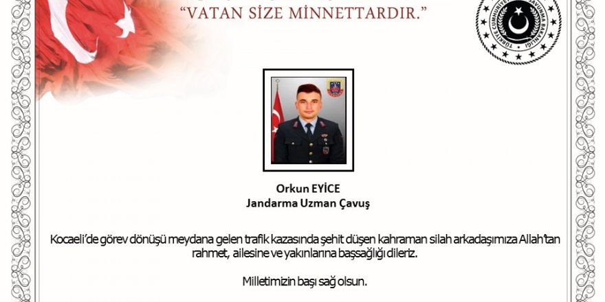 Uzman Çavuş görev dönüşü kazada şehit oldu