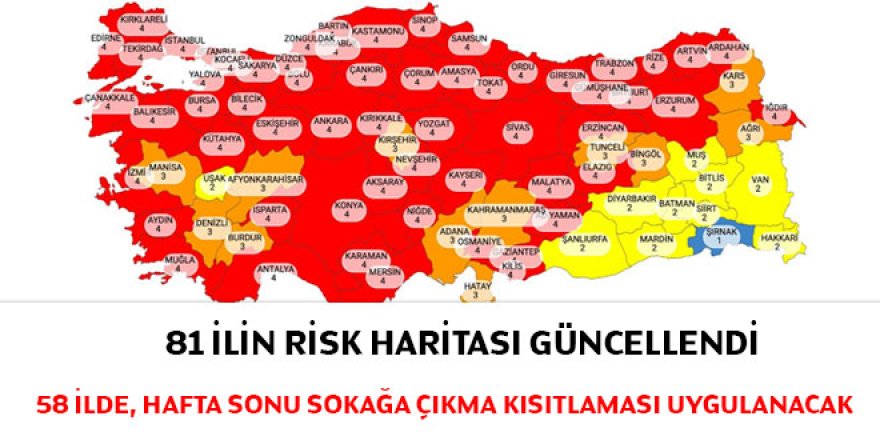 81 ilin risk haritası güncellendi... İşte çok yüksek riskli iller