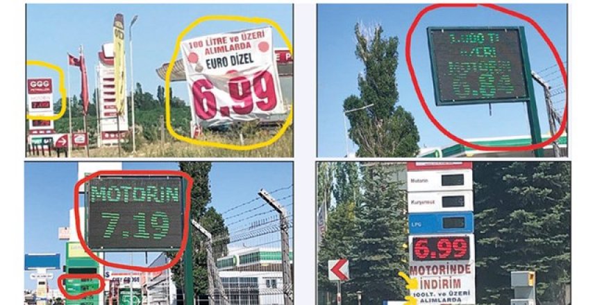 Akaryakıt istasyonlarında tabela oyunu: 6.84 lira, pompada 7.36 lira