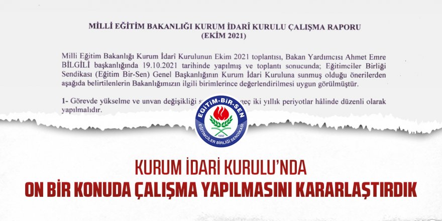 MEB Kurum İdari Kurulu’nda on bir konuda çalışma yapılması kararı