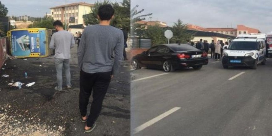 Halk otobüsü ile öğrenci servisi çarpıştı, 14 kişi yaralandı