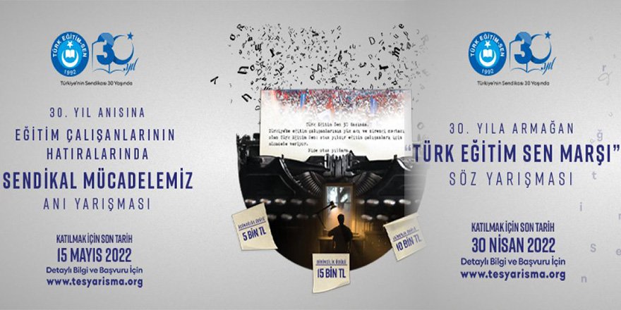Türk Eğitim Sen'den 30. Yılı Anısına İki Yarışma Duyurusu!