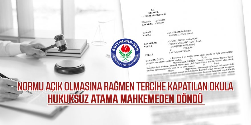 MEB'in hukuksuz ataması yargıdan döndü!