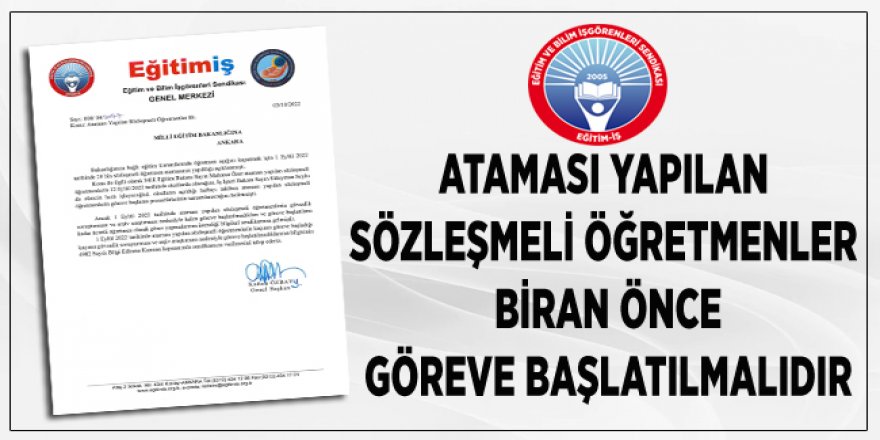 Sözleşmeli Öğretmenler Acil Göreve Başlatılmalı!