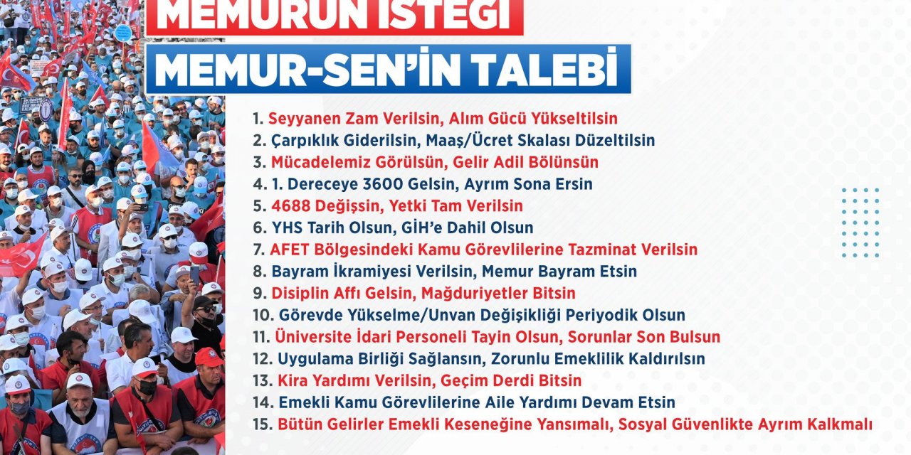 Memurlardan Hükümete 15 Maddelik Talep!