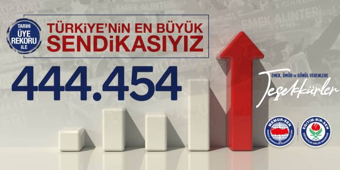 Eğitim-Bir-Sen üye sayısını 444 bin 454’e yükseltti