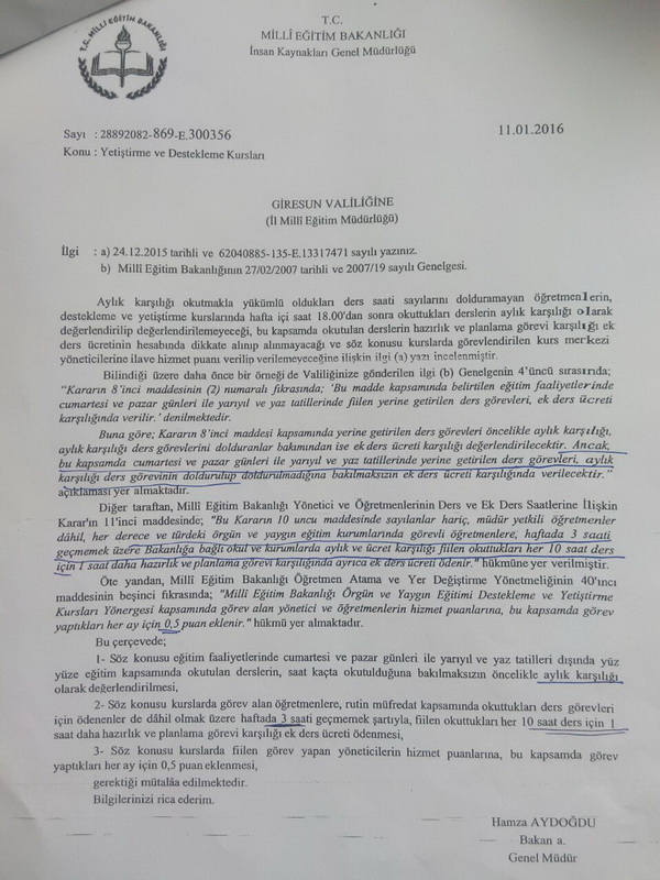 11012016-300356.jpg Yetiştirme Kursu Öğretmenlerine Ek Ders Müjdesi