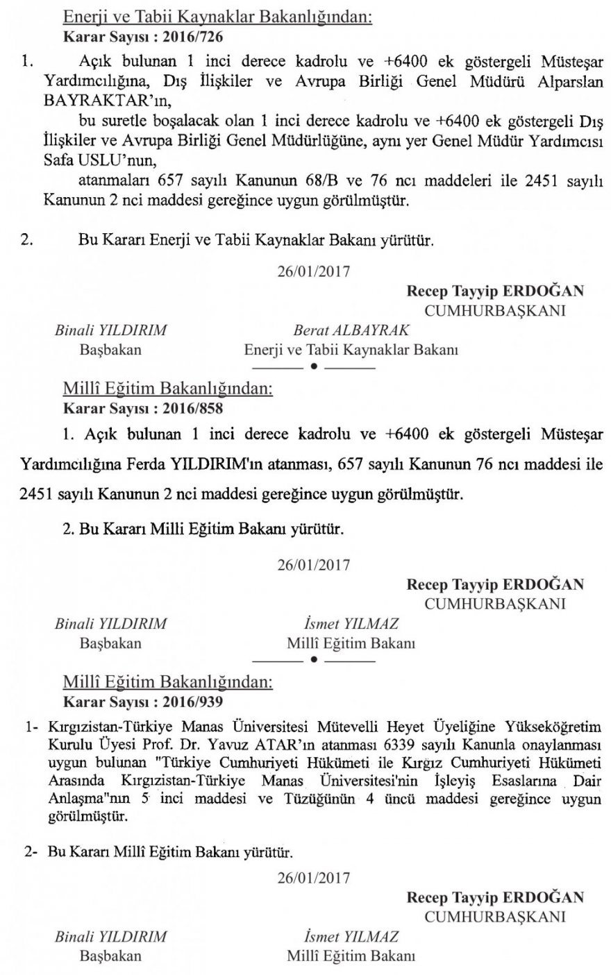 meb müsteşar yardımcılığı atama