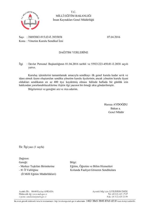 image001-131.jpg MEB'den Sendika İzinleri Konusunda Yazı