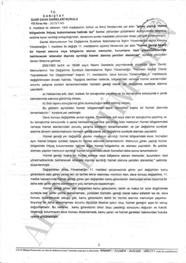 Memurların Yer Değişikliği Yönetmeliğine Şok İptal