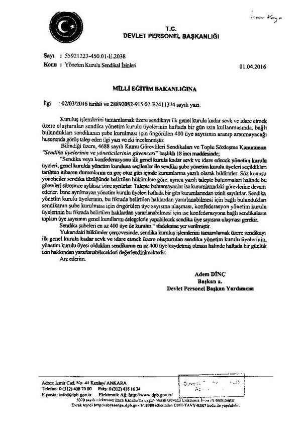 image002-135.jpg MEB'den Sendika İzinleri Konusunda Yazı