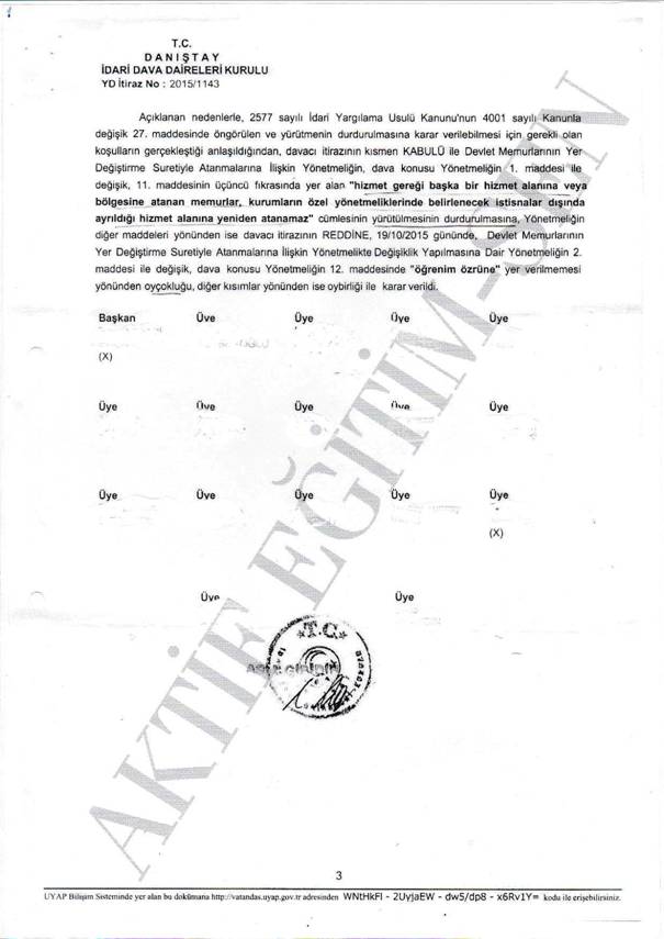 Memurların Yer Değişikliği Yönetmeliğine Şok İptal