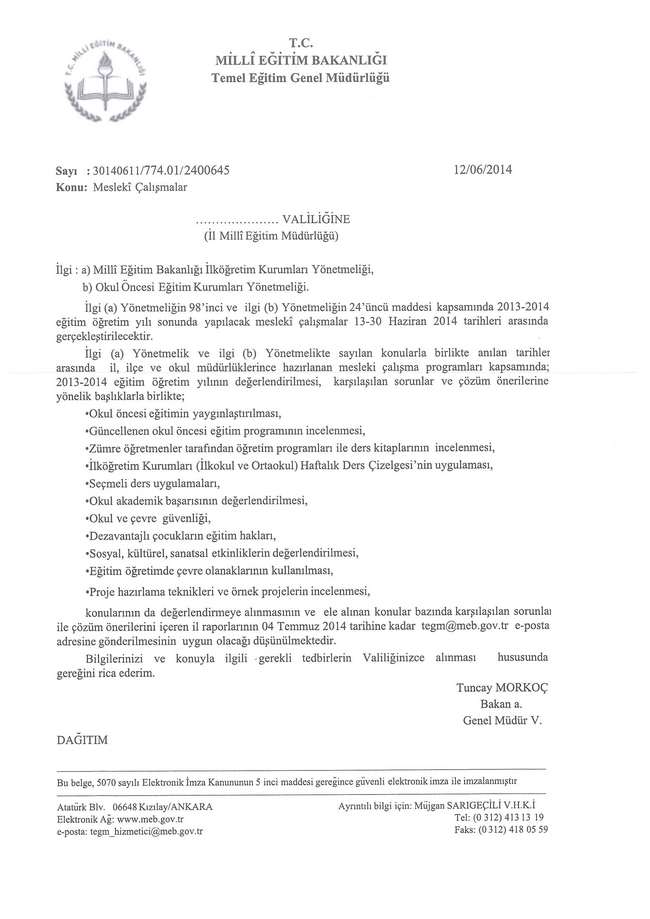 Öğretmenlerin 2014 Seminer Çalışmaları