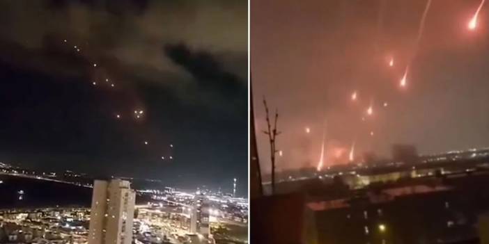 Tel Aviv’de çarpıcı anlar: Demir Kubbe çalıştı, bir füze yere düştü